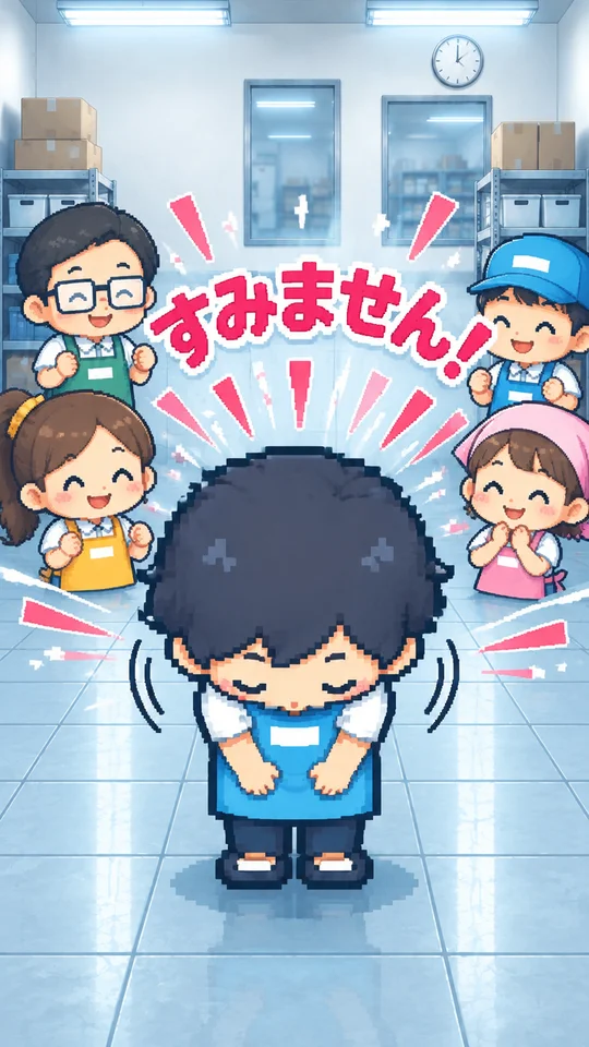 遅刻しました！すみません！おじぎラッシュ！