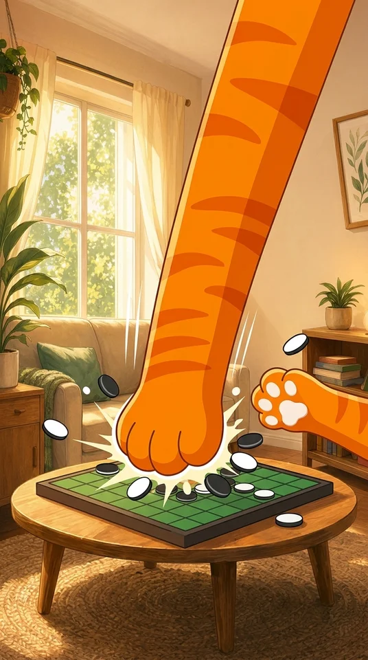 猫が邪魔してくるオセロ