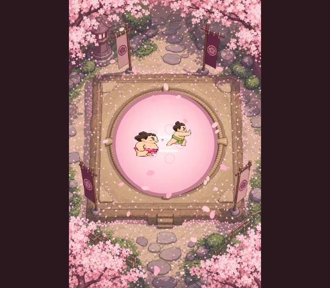 さくら相撲バトル！つっぱりドカンと押し出し勝負