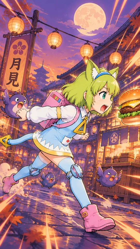 各種お店の月見バーガーを無限に食べたくなるようなアクションゲーム