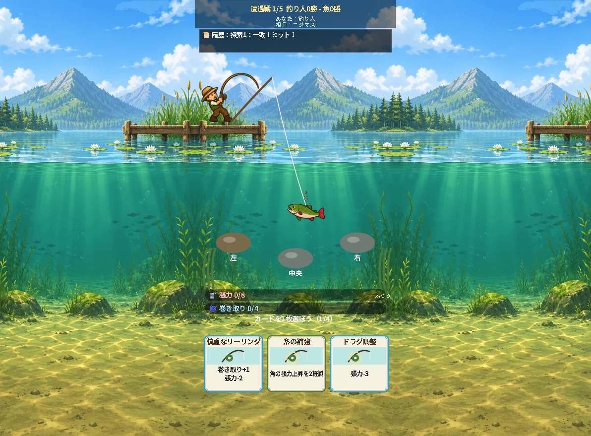 つるか、にげるか！湖のカード対決