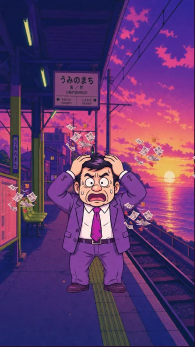 カツラ死守！突風サラリーマン
