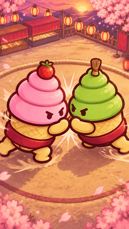 ソフトクリーム同士で相撲するゲーム