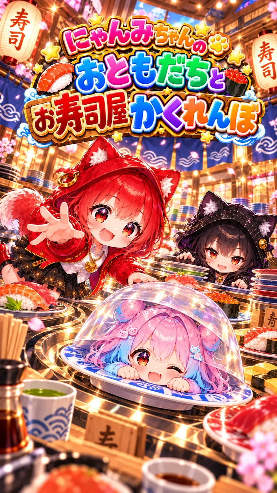 にゃんみちゃんのおともだちとお寿司かくれんぼ⭐