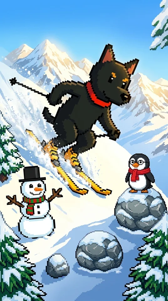 黒犬のスキーゲーム