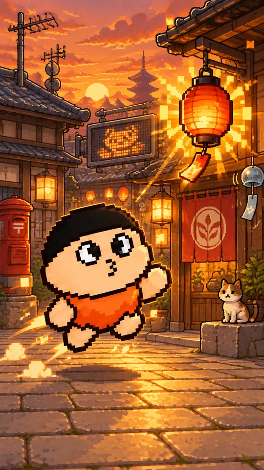 ロケスタくんと ゆうぐれのまち あかりをつけよう