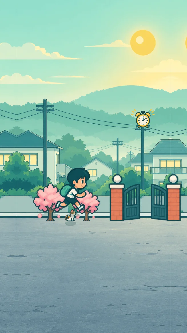 遅刻寸前！学校へ走れ！