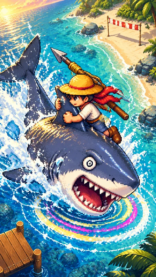 あばれザメの一本釣り！