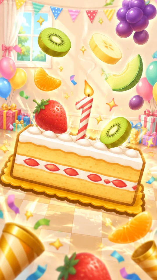 1しゅうねん！フルーツケーキ