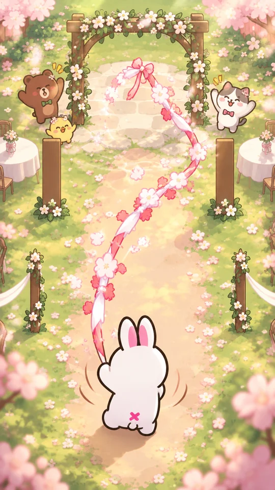 ウサオとふわりお祝いかざり
