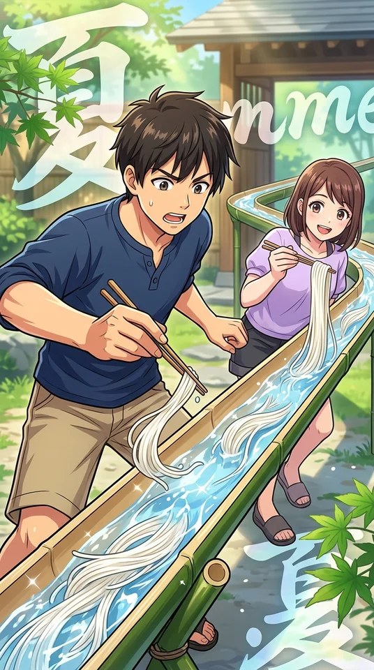 スーパーリアル流しそうめん
流れてくるそうめんを取れなかったら服を脱ぐ。5枚で全裸になるように服装を設定すること。
モザ