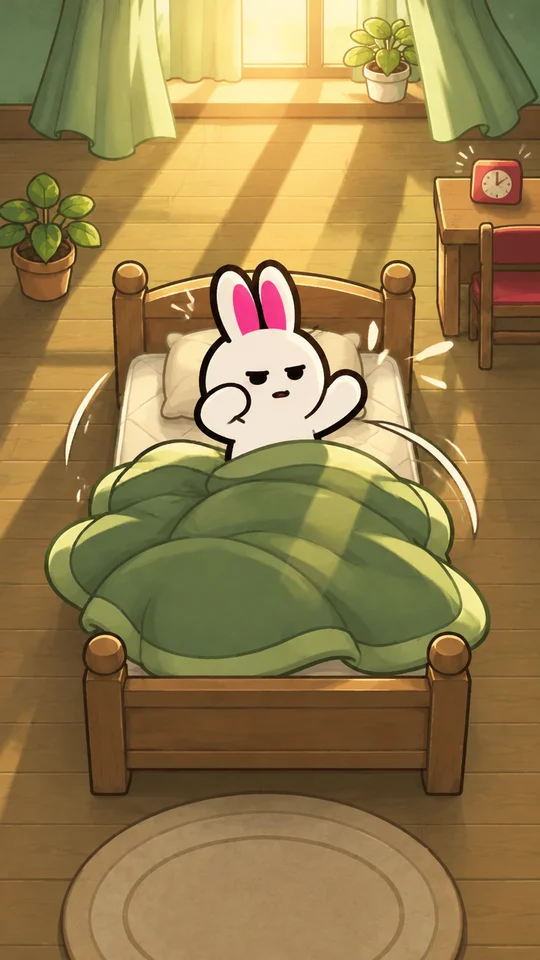 ウサオくんを起こせ！ふとんに負けるな