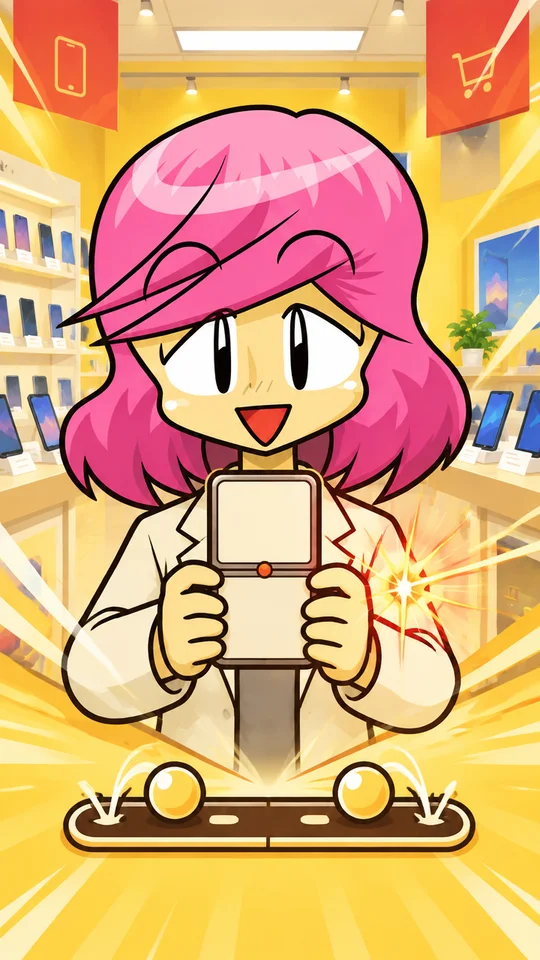 #2D で、指示された角度にする
ゴルフゲームのように、バーが行ったり来たり、ピコピコ動くので、二つ折りスマホをタイミン