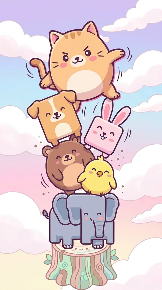 かわいい どうぶつ タワー
