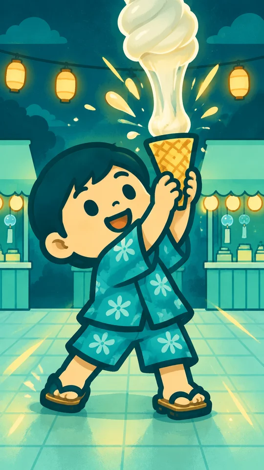 上から振ってくるソフトクリームをキャッチするゲーム。ソフトクリームは画面上から下に向かって落ちてくるので、プレイヤーはキ